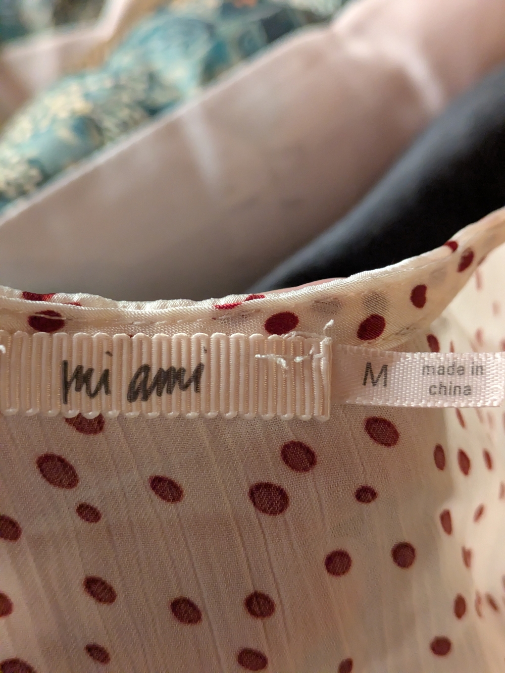 Cream And Red Short Sleeve Polka Dot Dress. - Picture 4 of 4